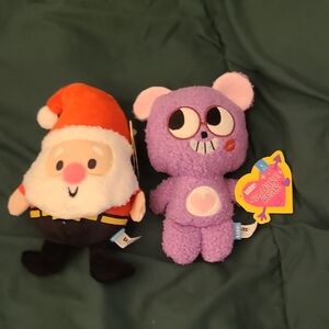 Holiday Plush Dog Toys - Santa and Purple Bear